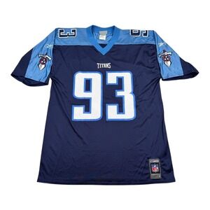 Tennessee Titans Jersey Mens Large Navy Blue NFL Football Kevin Carter 93 Reebok
